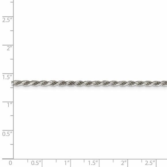 2.25mm Sterling Silver, Diamond Cut Solid Rope Chain Necklace, 30 Inch - Picture 5 of 8